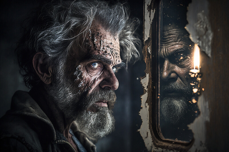 Old Man Self Reflecting