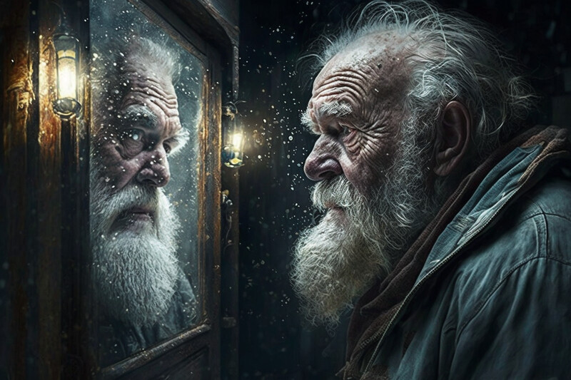 Old Man Self Reflecting