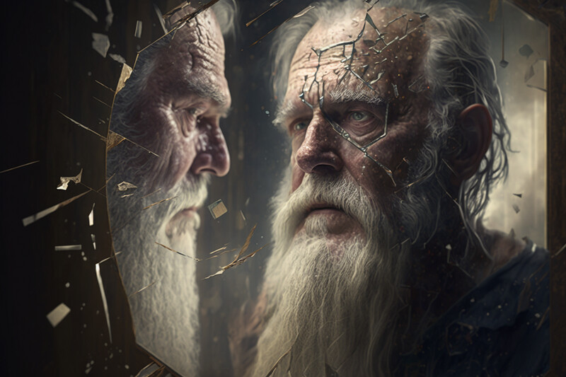 Old Man Self Reflecting