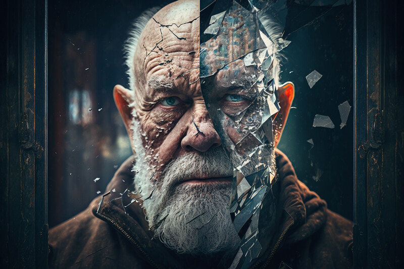 Old Man Self Reflecting