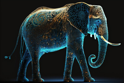 Big 5 - Neon Blue Elephant - Full Body