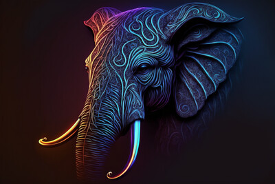 Big 5 - Neon Elephant Headshot