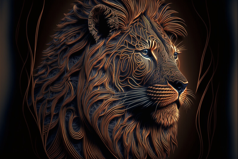 Lion: Luminous Headshot - Blue &amp; Orange