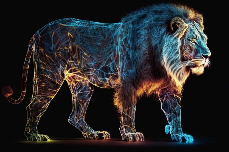 Lion: Luminous - Blue &amp; Orange
