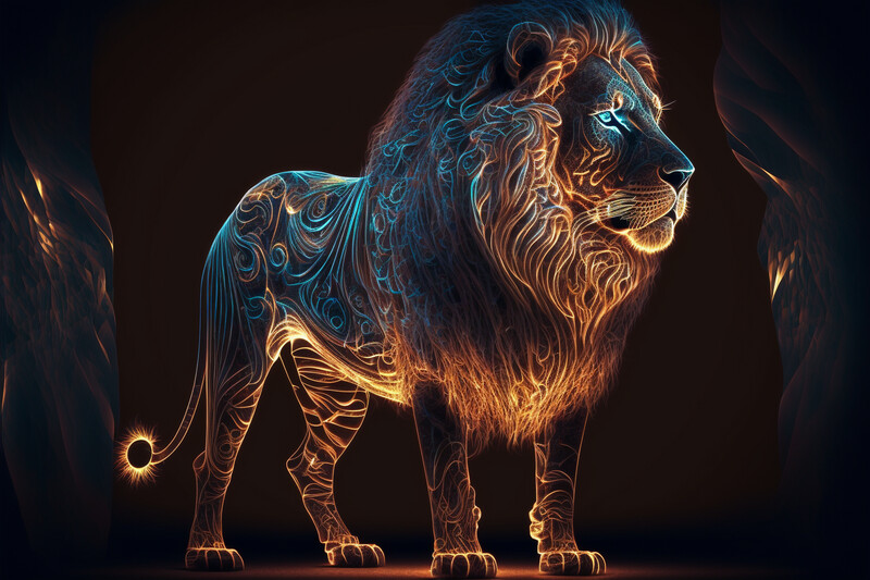 Lion: Luminous - Blue &amp; Orange