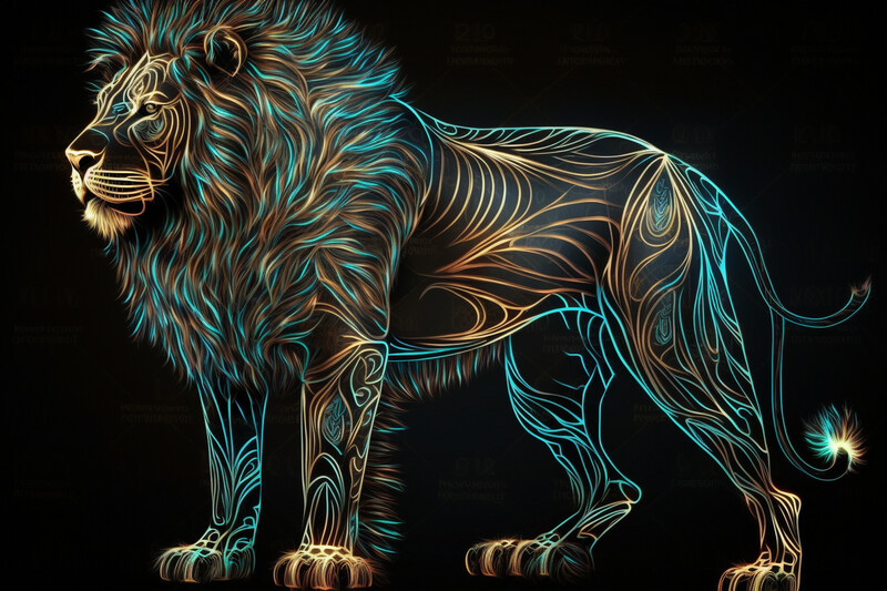 Lion: Luminous - Blue &amp; Orange