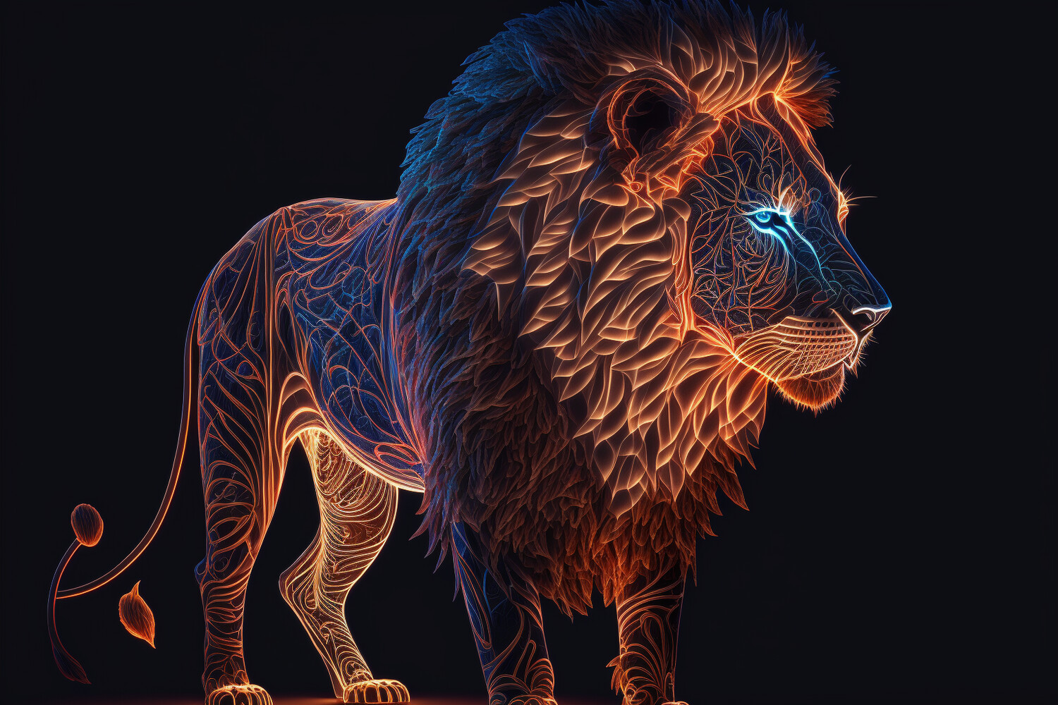 Lion: Luminous - Blue &amp; Orange