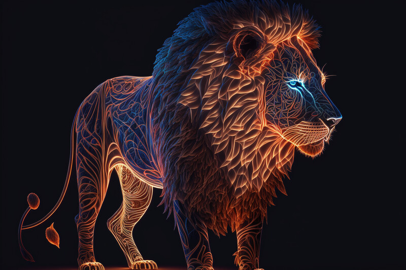Lion: Luminous - Blue &amp; Orange