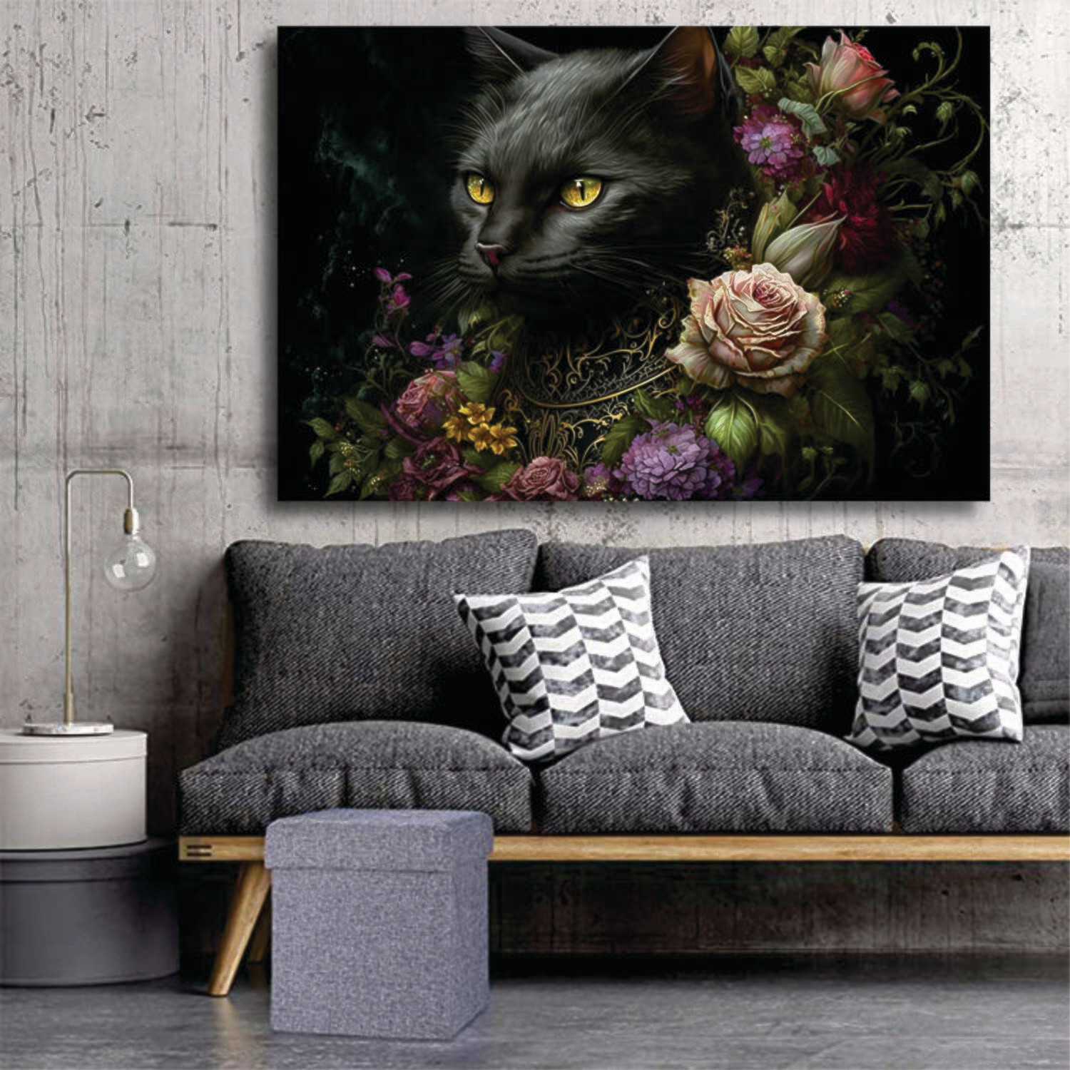 Chic Flower Cat Headshot