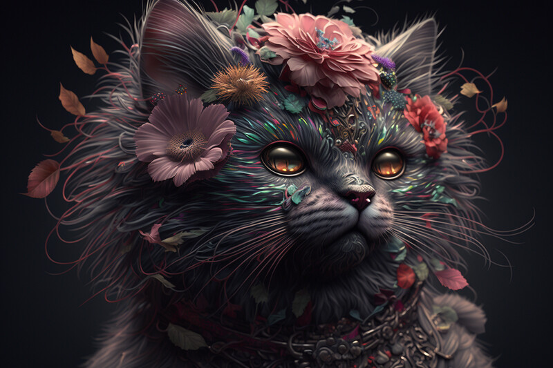 Colourful Floral Cat