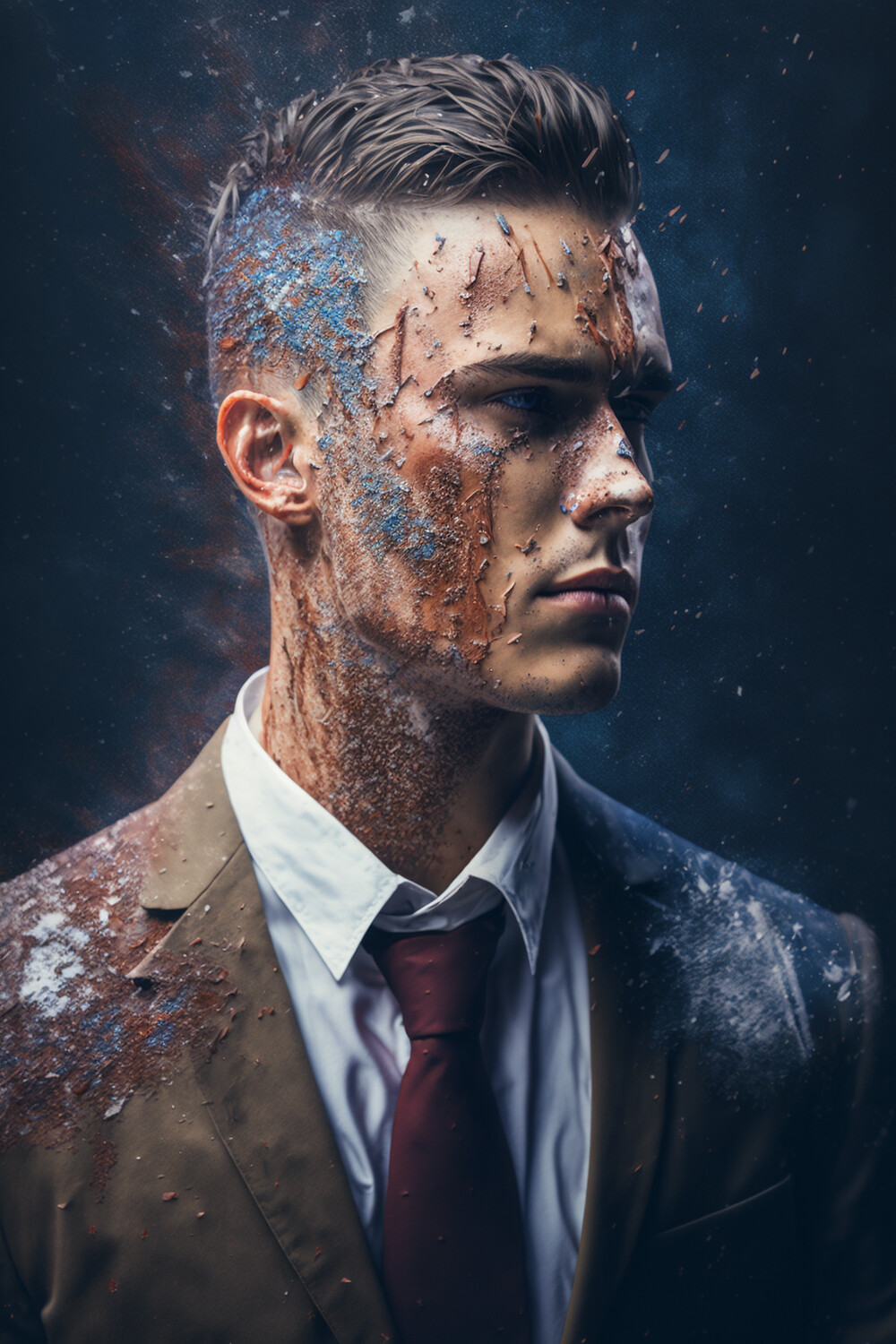 White Collar Male - Blue &amp; Red
