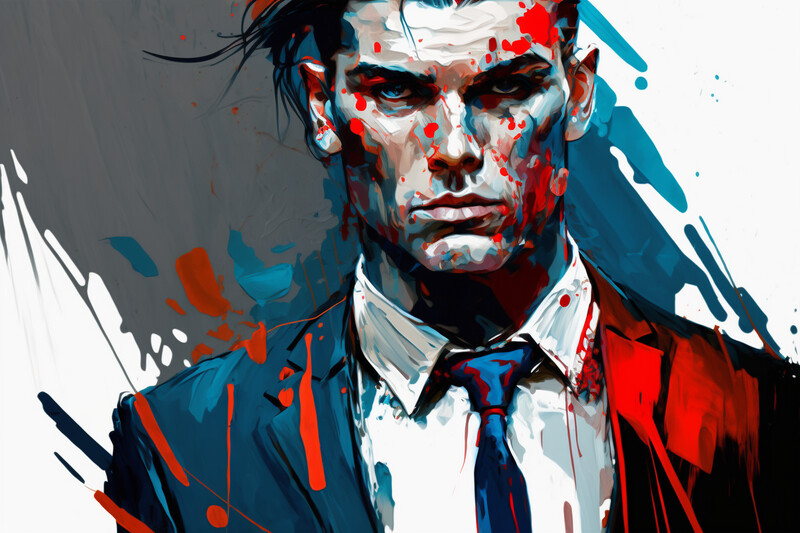 White Collar Male - Blue &amp; Red