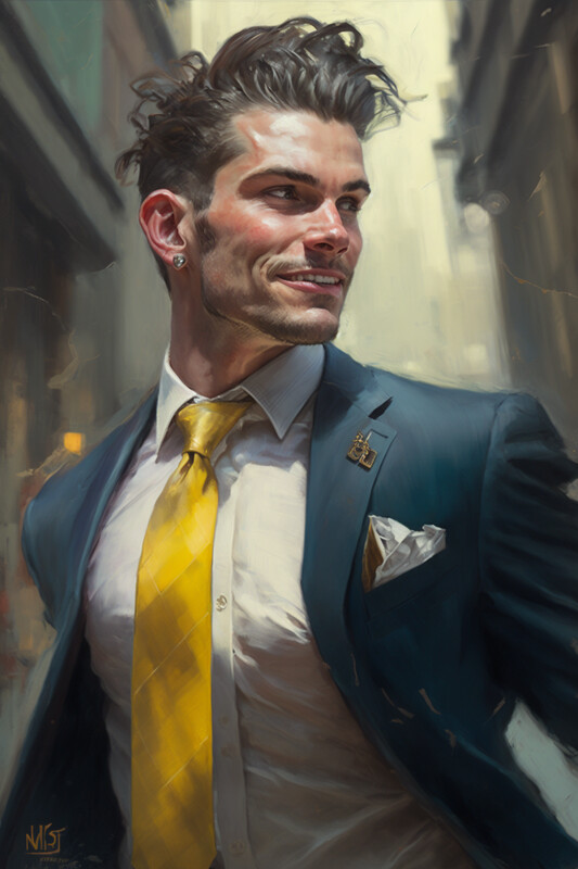 White Collar Male Portrait - Yellow