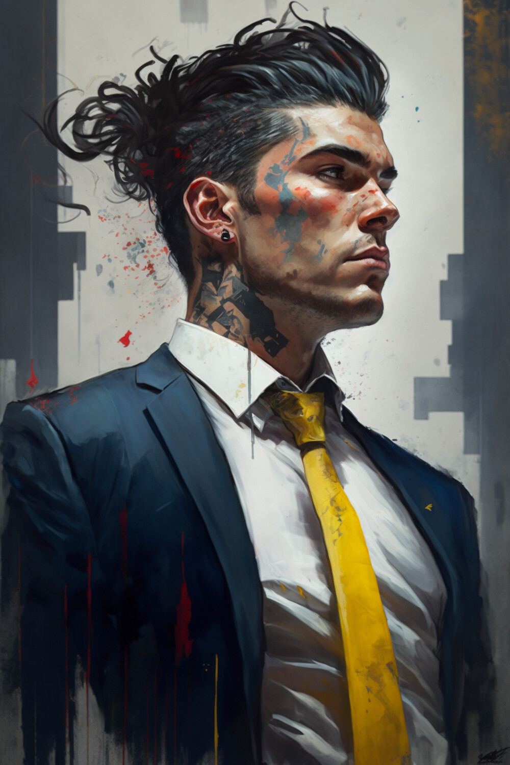 White Collar Male Portrait - Yellow