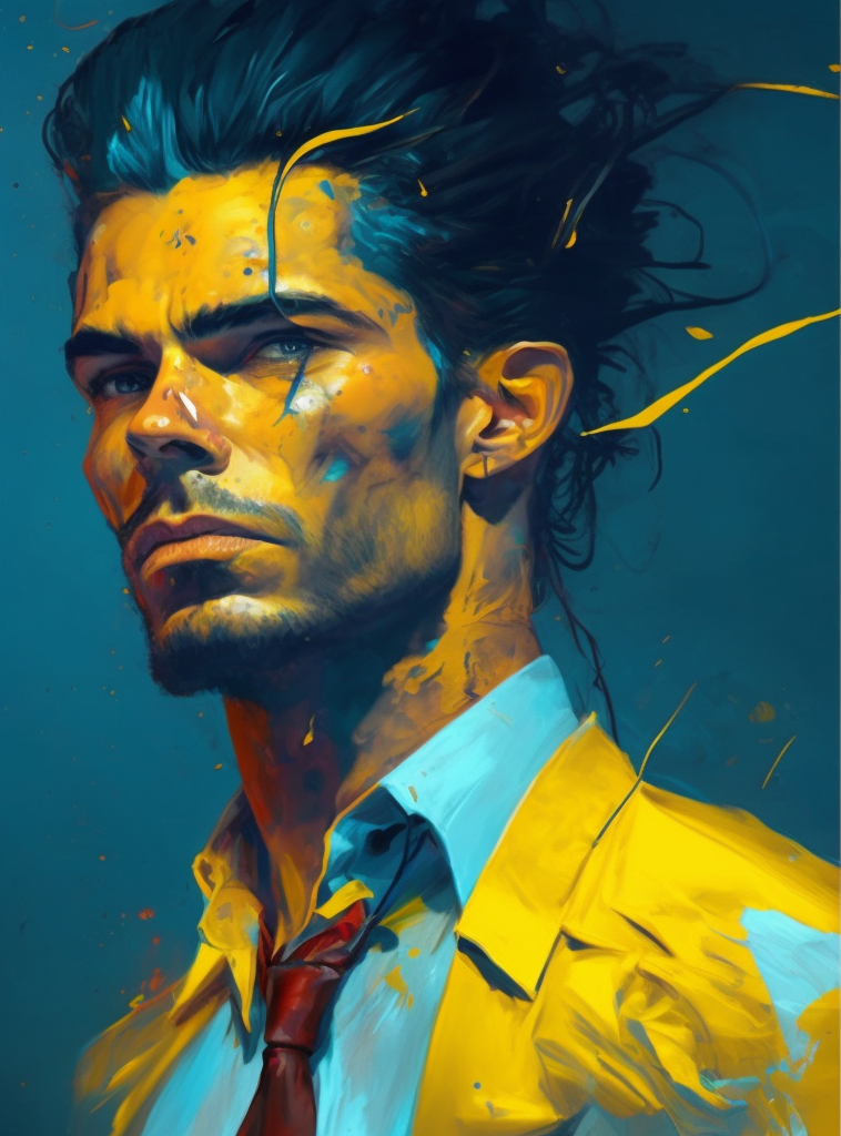 White Collar Male Portrait - Yellow