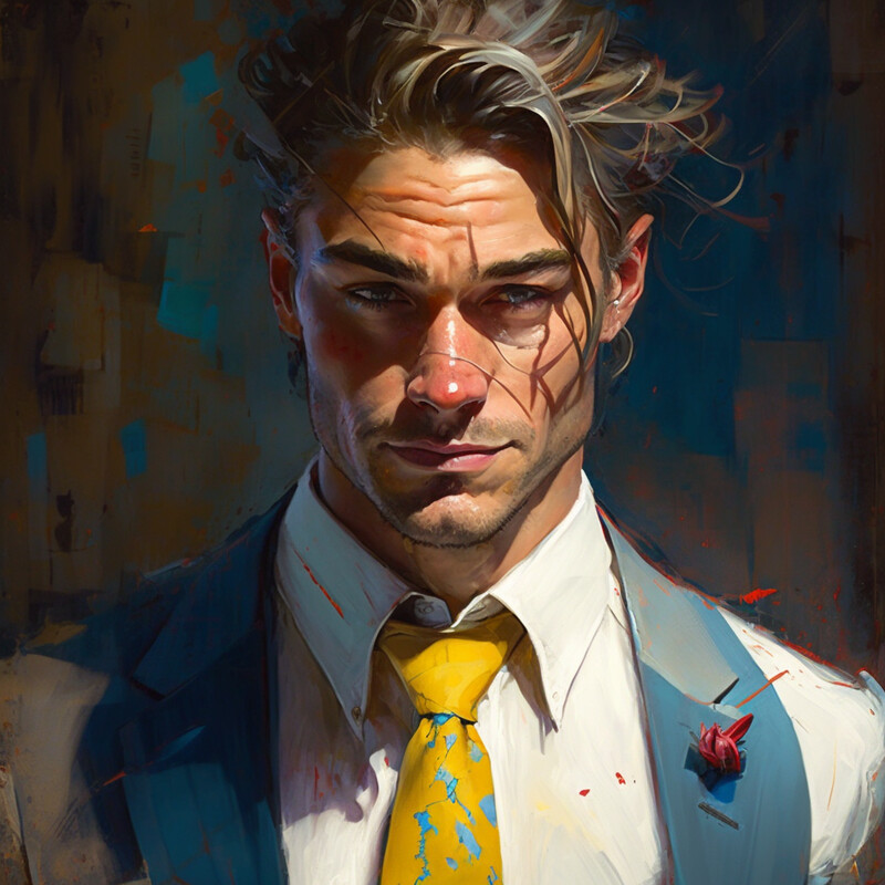White Collar Male Portrait - Yellow