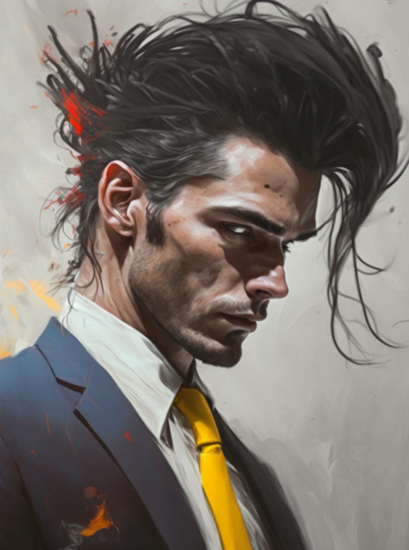 White Collar Male Portrait - Yellow