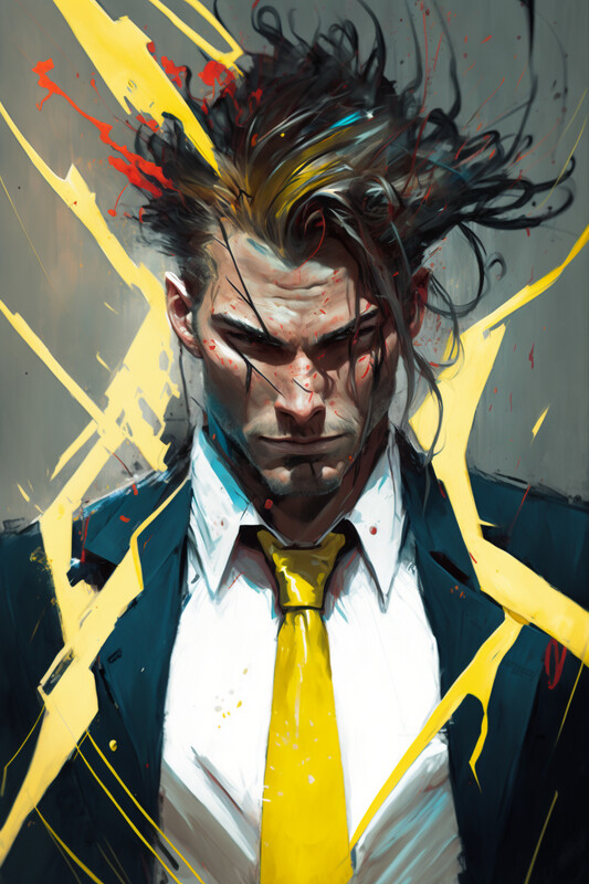 White Collar Male Portrait - Yellow