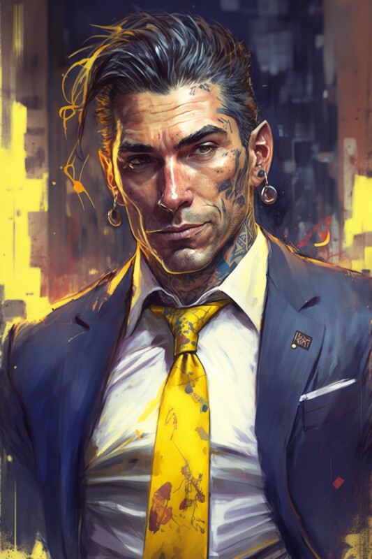 White Collar Male Portrait - Yellow