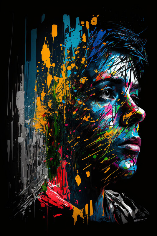 Funky Impasto Acrylic Male Portrait