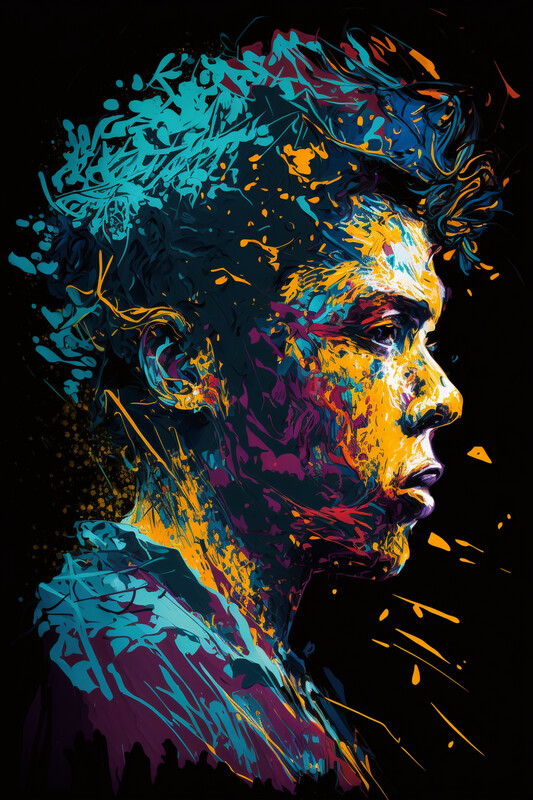 Funky Impasto Acrylic Male Portrait