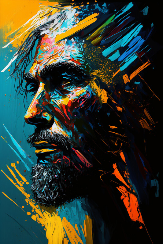Funky Impasto Acrylic Male Portrait