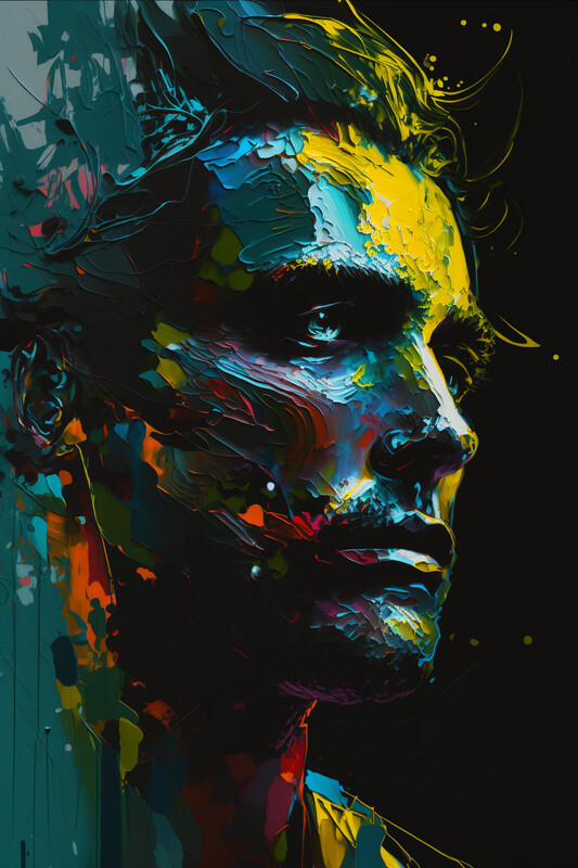 Funky Impasto Acrylic Male Portrait
