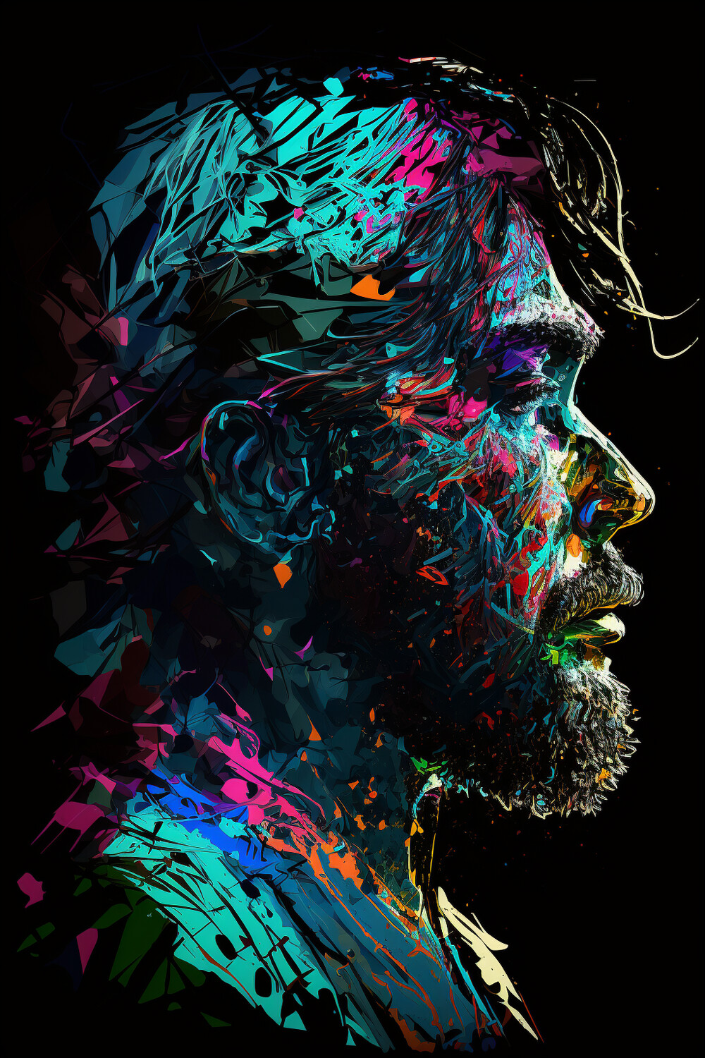 Funky Impasto Acrylic Male Portrait