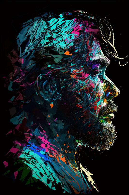 Funky Impasto Acrylic Male Portrait