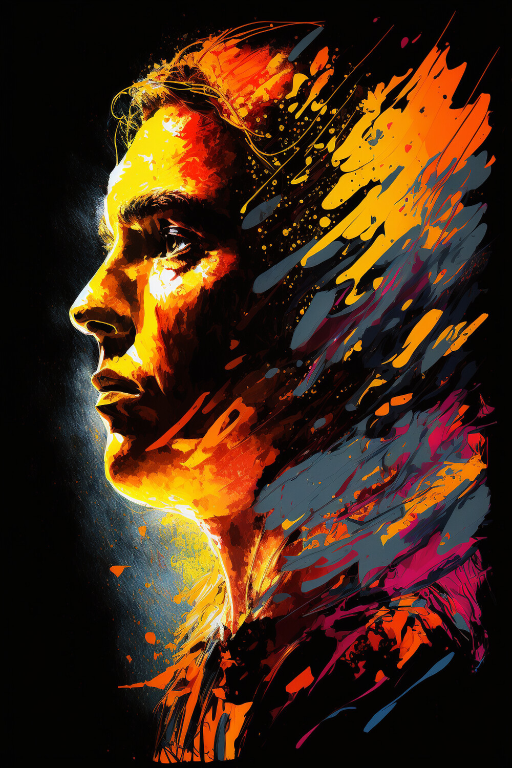 Funky Impasto Acrylic Male Portrait