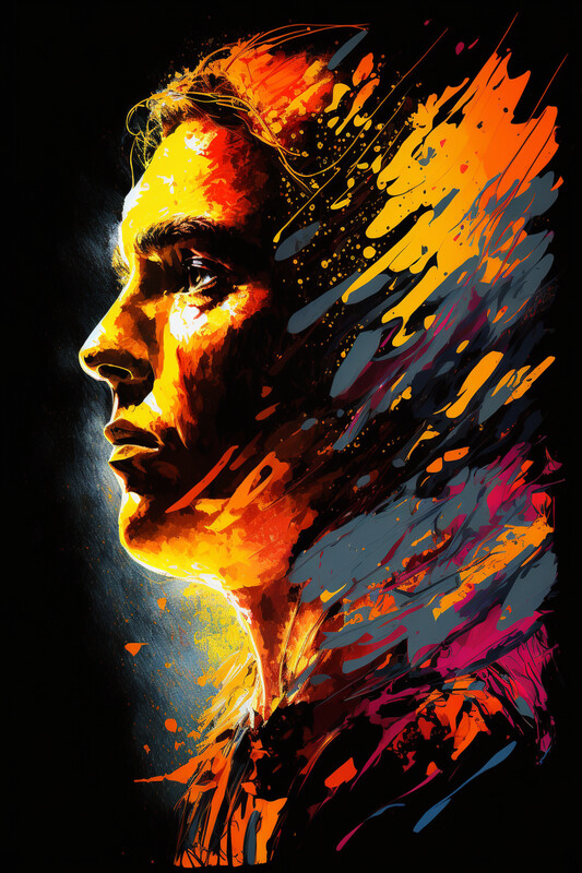 Funky Impasto Acrylic Male Portrait