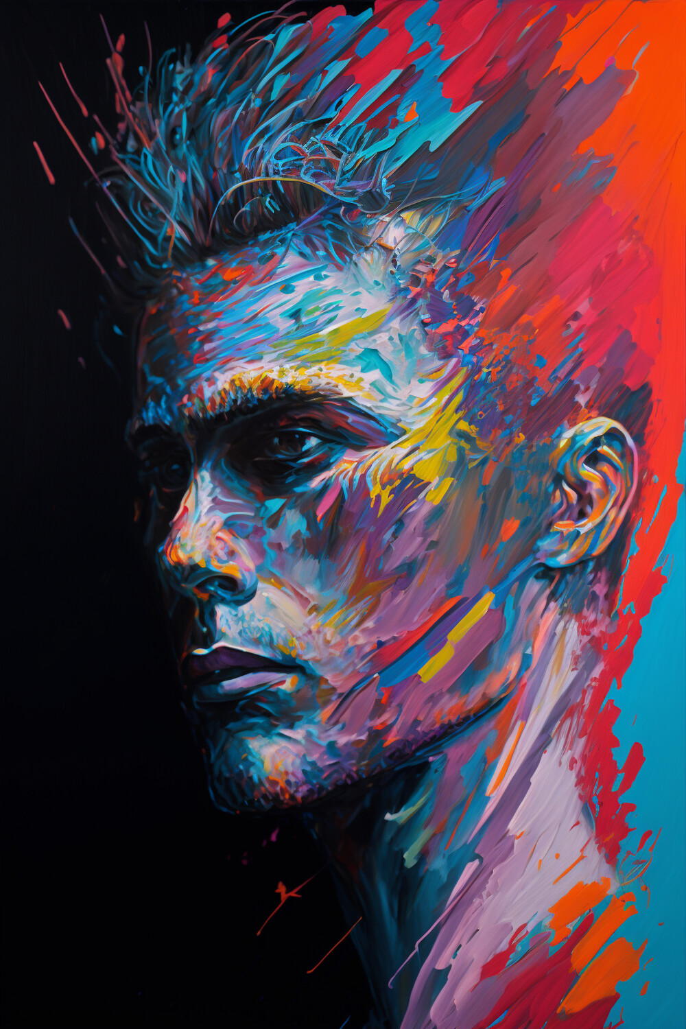 Funky Impasto Acrylic Male Portrait