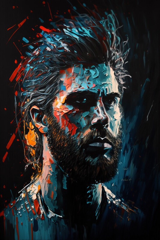 Funky Impasto Acrylic Male Portrait