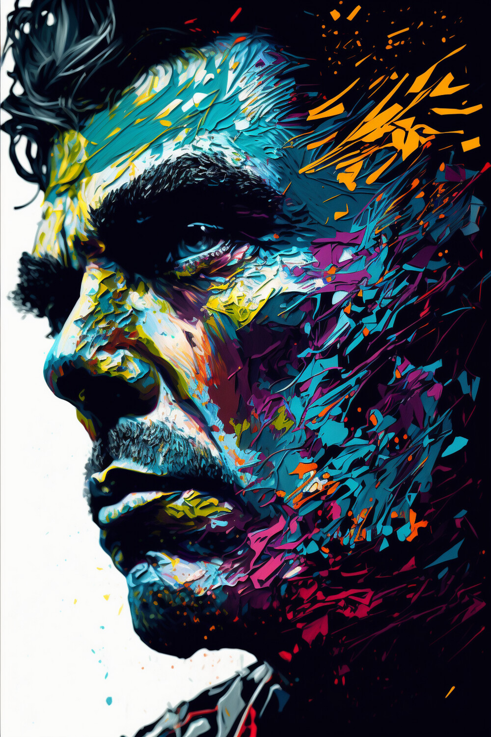 Funky Impasto Acrylic Male Portrait