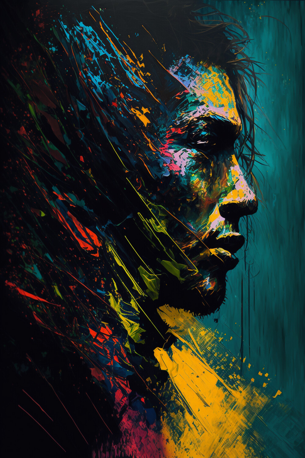 Funky Impasto Acrylic Male Portrait