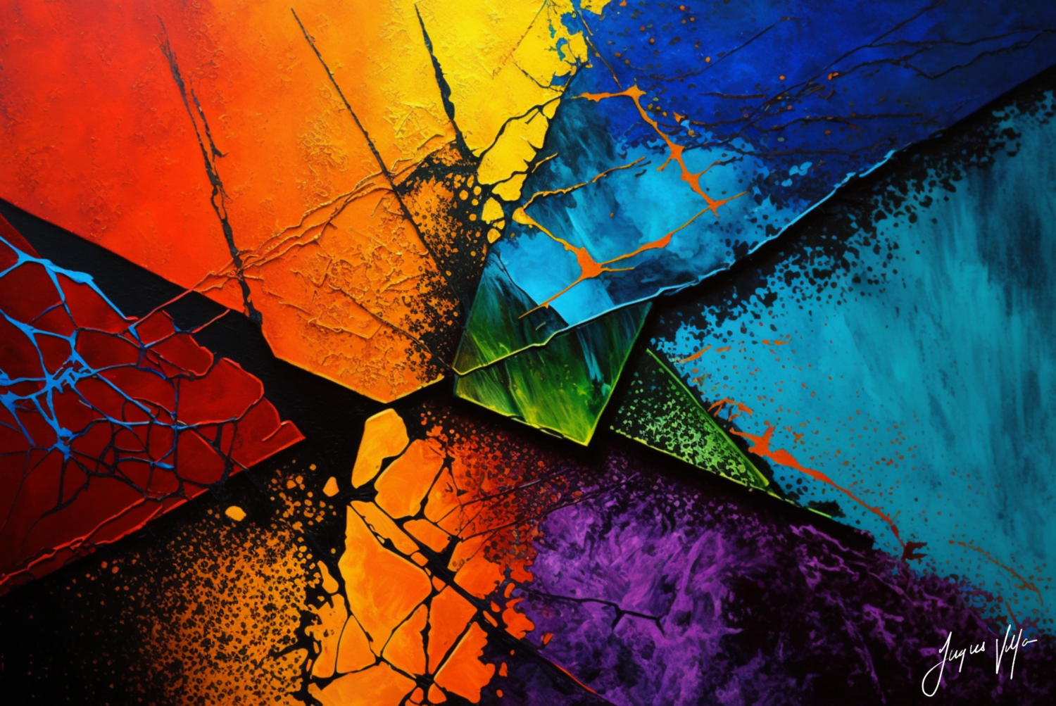 Fractured Existence - A Vibrant Abstract Wall Art Canvas Collection