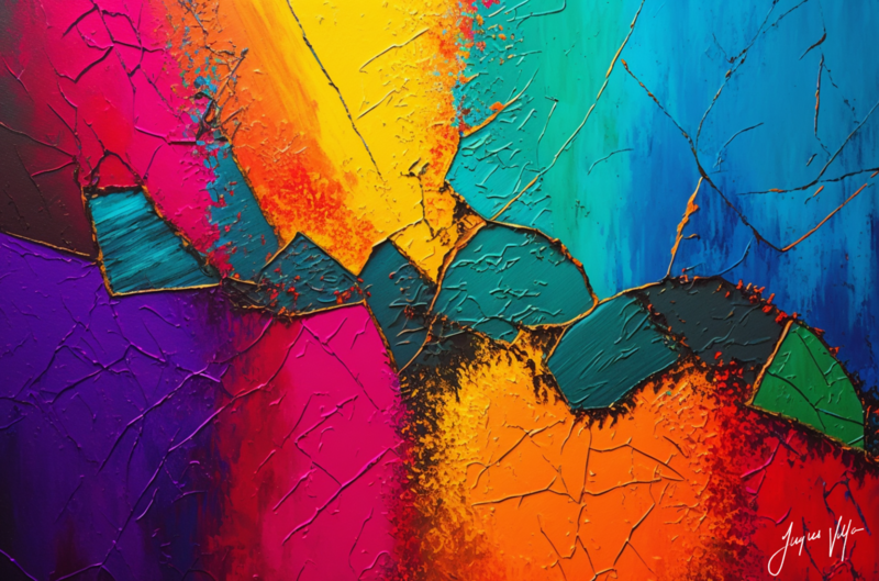 Fractured Existence - A Vibrant Abstract Wall Art Canvas Collection