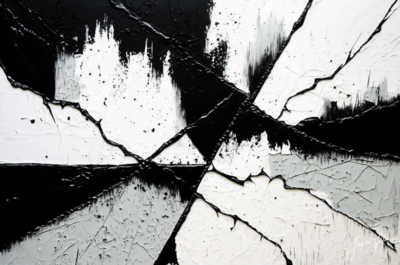Fractured Existence - A Monotone Abstract Wall Art Canvas Collection
