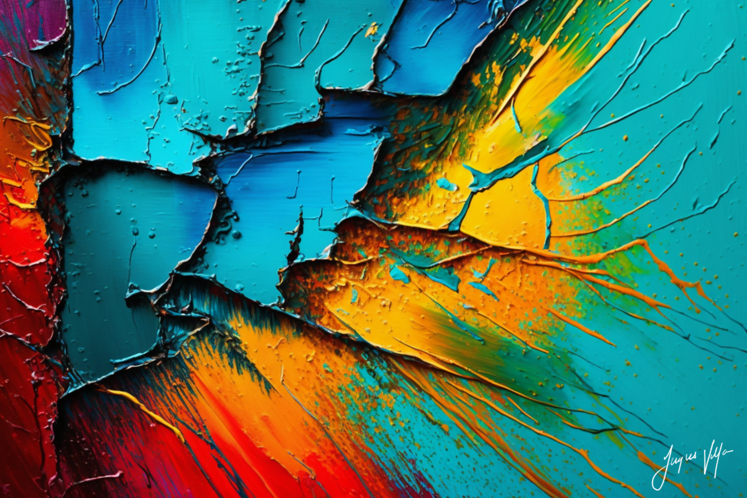 Fractured Existence - A Vibrant Abstract Wall Art Canvas Collection