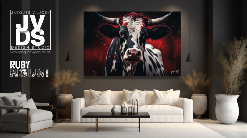 Photorealistic Ruby Nguni Canvas Design