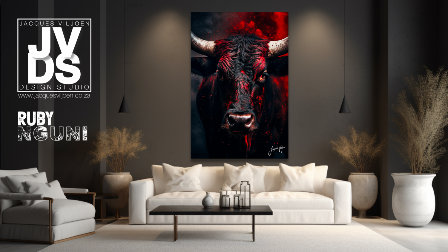 Photorealistic Ruby Nguni Canvas Design