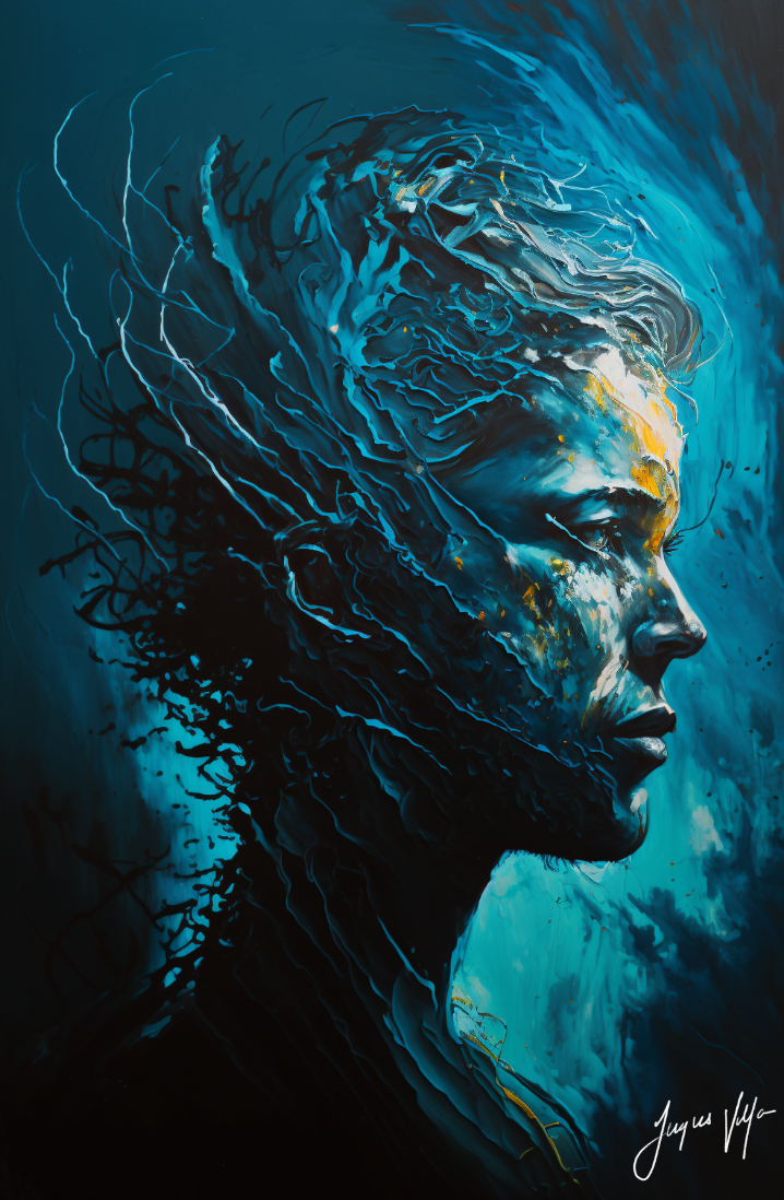 Funky Impasto Acrylic Female Portrait