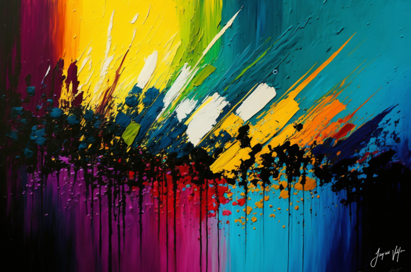 Abstract Canvas Design: Chromatic Fusion