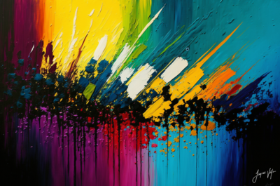 Abstract Canvas Design: Chromatic Fusion