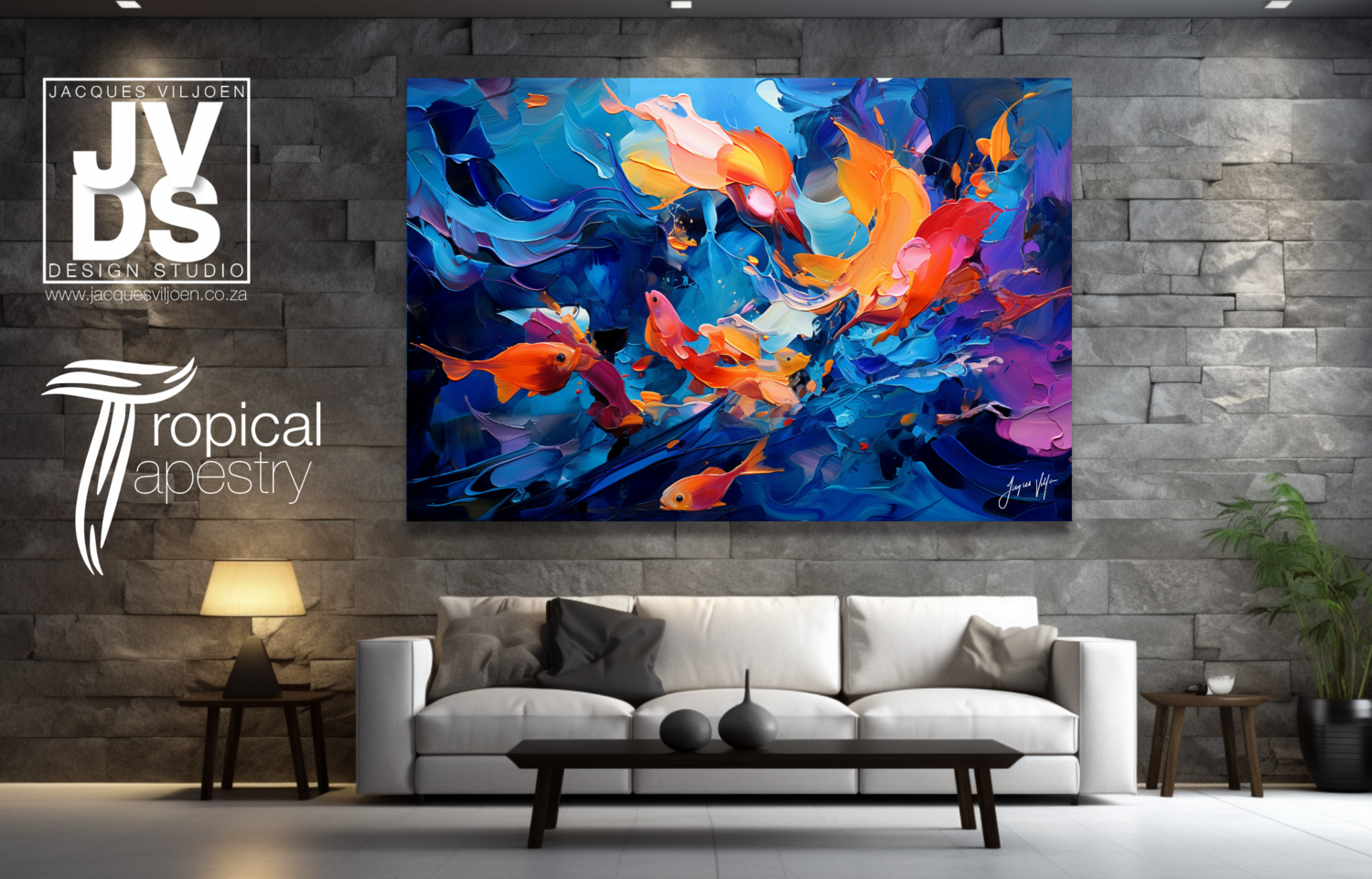 Tropical Tapestry Abstract Canvas Design