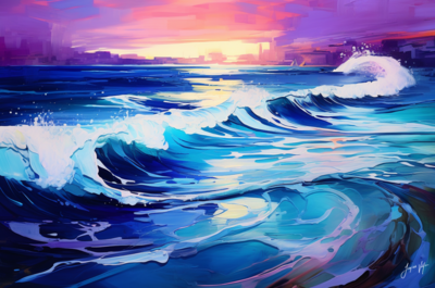 Twilight Tide - A Beach Sunset Canvas Design