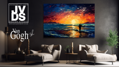Van Gogh&#39;ish Fisherman Sunset Canvas Design