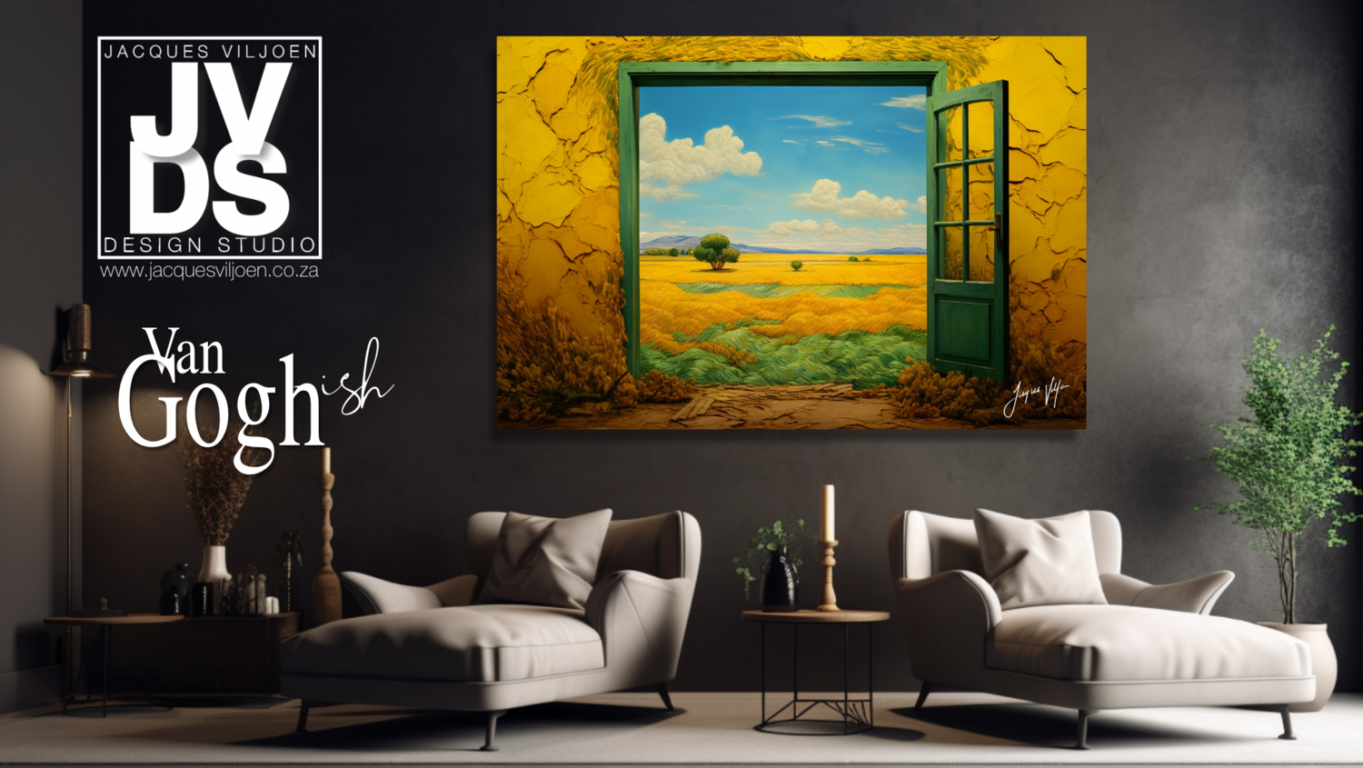 Van Gogh&#39;ish Wheatfield Doorway Canvas Design