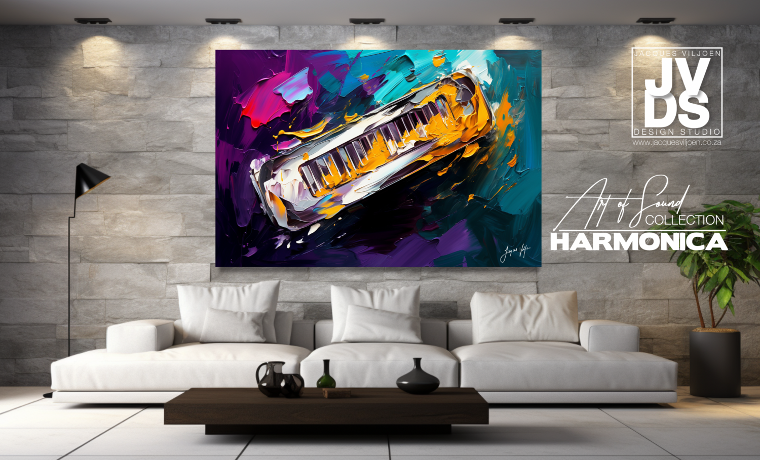 Abstract Harmonica Canvas Design