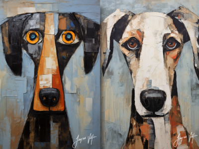 ABSTRACT DOG CANVAS DESIGNS (Sets &amp; Singles) - AMEDEO MODIGLIANI Inspired